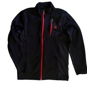Spyder Full Zip Long Sleeve Jacket  Boys XL 18/20 Black Red Outdoor Lightweight